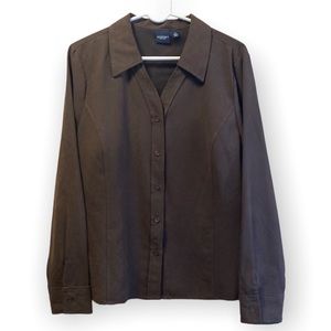 🛍️4/$20🛍️ Sonoma Brown Suede Button Down Blouse